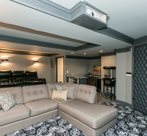 Photo of a basement theater